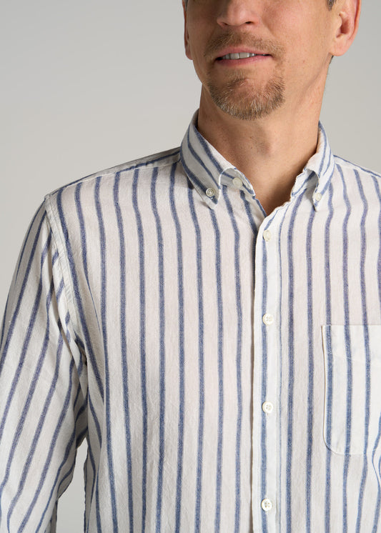    American-Tall-Men-Linen-Long-Sleeve-Shirt-Navy-Stripe-detail