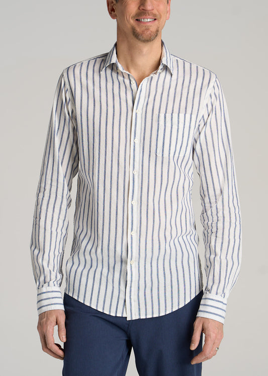    American-Tall-Men-Linen-Long-Sleeve-Shirt-Navy-Stripe-front