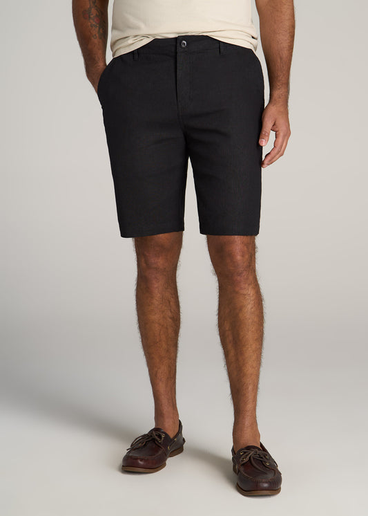 American-Tall-Men-Linen-Shorts-Black-front