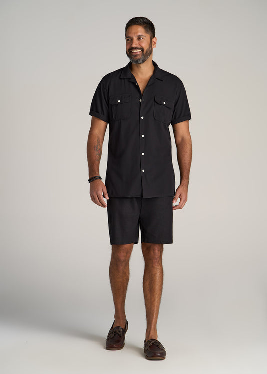 American-Tall-Men-Linen-Shorts-Black-full
