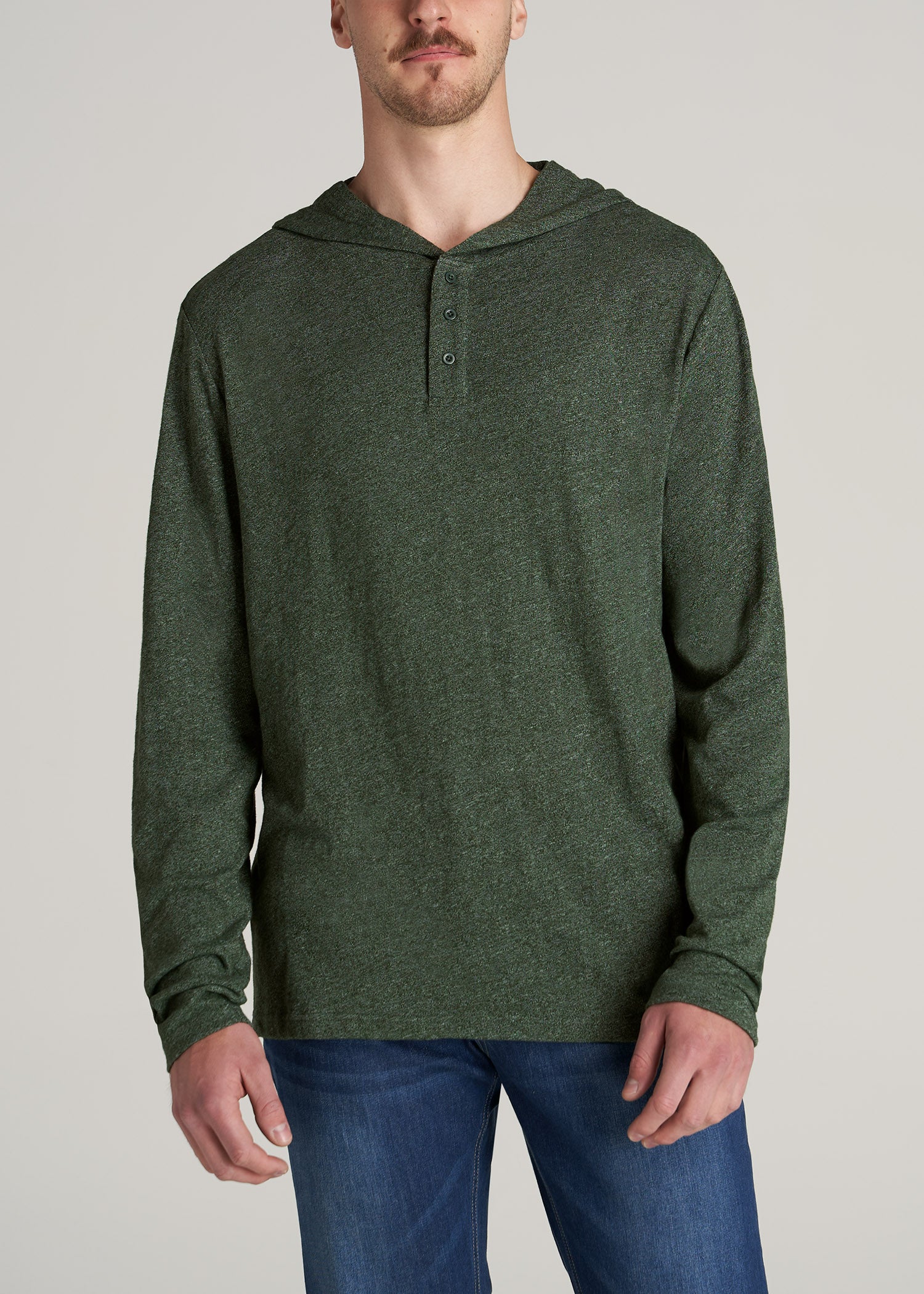    American-Tall-Men-Long-Sleeve-Henley-Hoodie-Pine-Tree-Mix-front