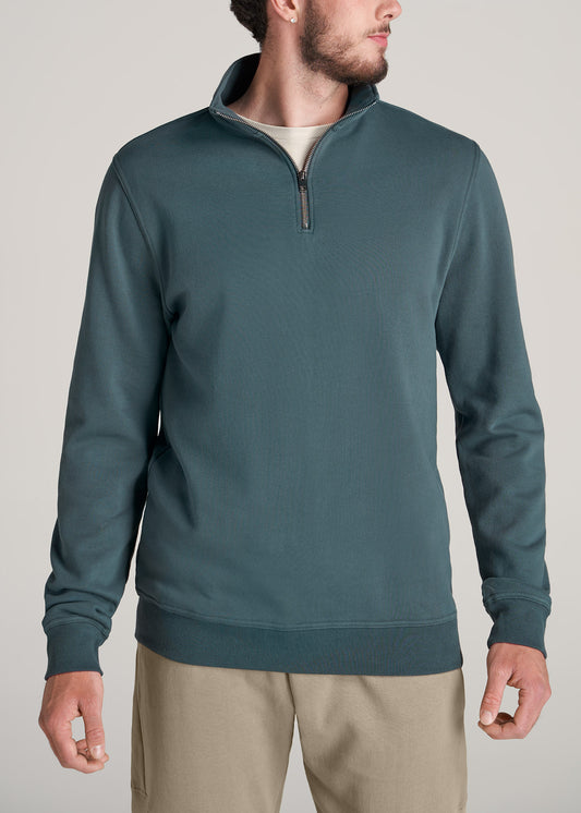    American-Tall-Men-Mens-80-20-Fleece-Quarter-Zip-Sweatshirt-Dark-Cyan-front
