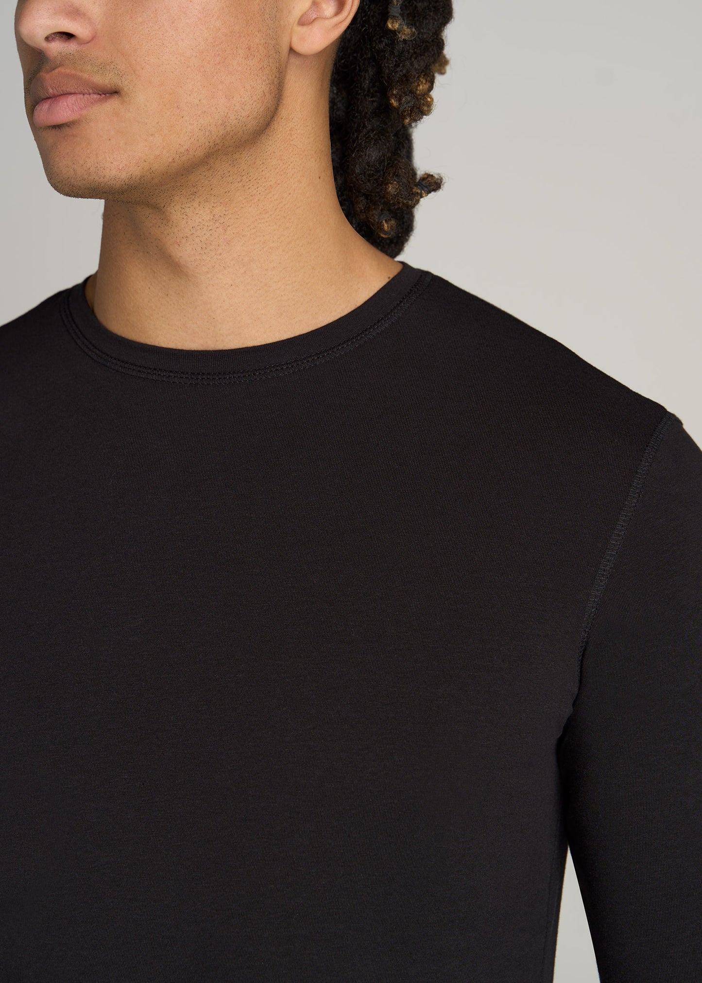    American-Tall-Men-Original-Essentials-SLIM-FIT-Long-Sleeve-T-Shirt-Black-detail