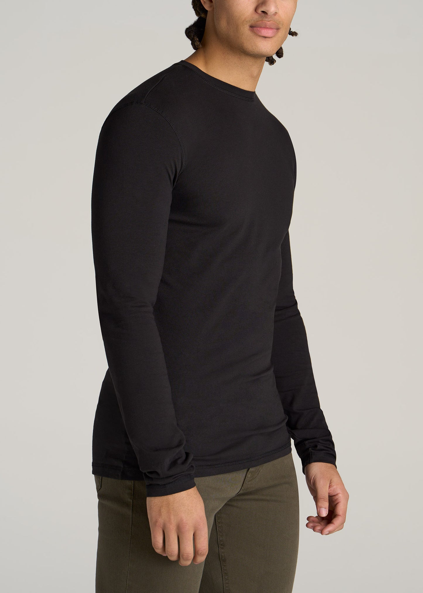     American-Tall-Men-Original-Essentials-SLIM-FIT-Long-Sleeve-T-Shirt-Black-side