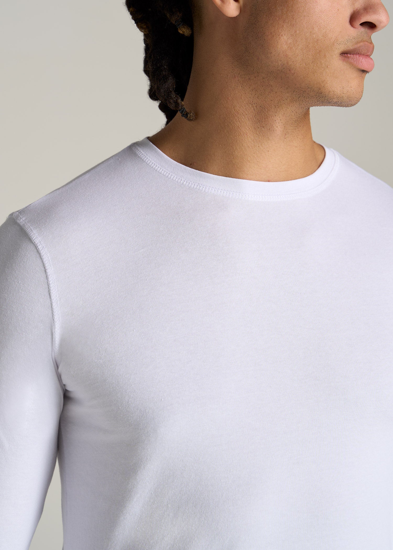 American-Tall-Men-Original-Essentials-SLIM-FIT-Long-Sleeve-T-Shirt-White-detail
