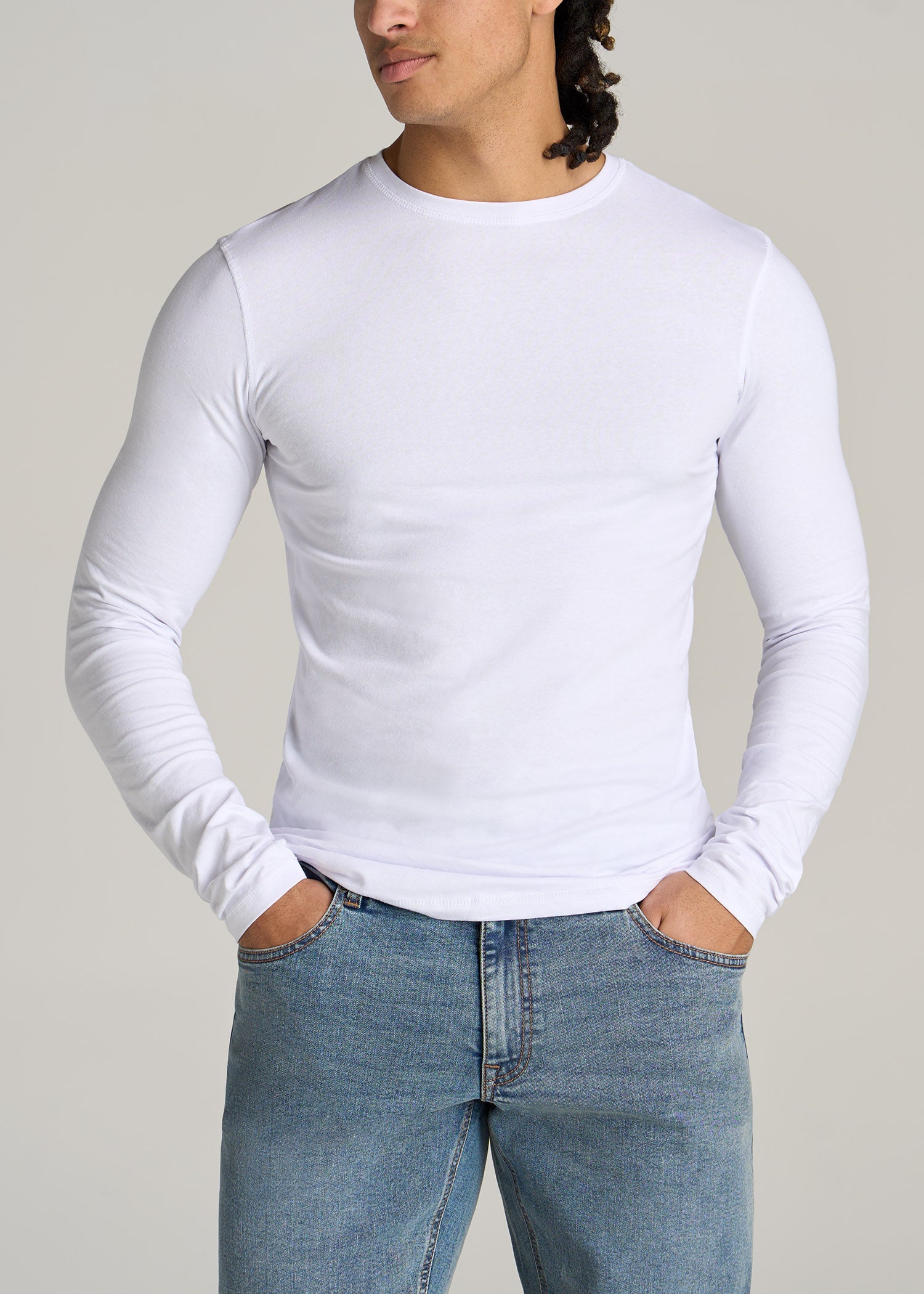       American-Tall-Men-Original-Essentials-SLIM-FIT-Long-Sleeve-T-Shirt-White-front
