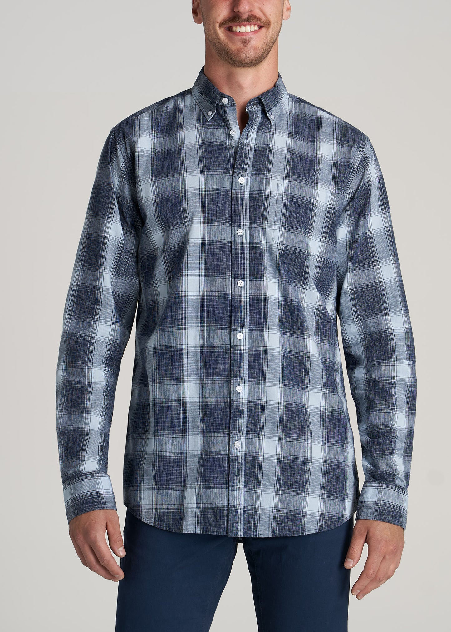        American-Tall-Men-Soft-Wash-Blue-Plaid-front