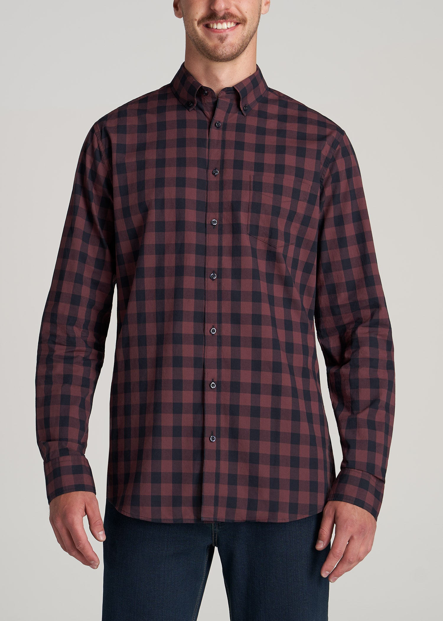    American-Tall-Men-Soft-Wash-Navy-Maroon-Check-front