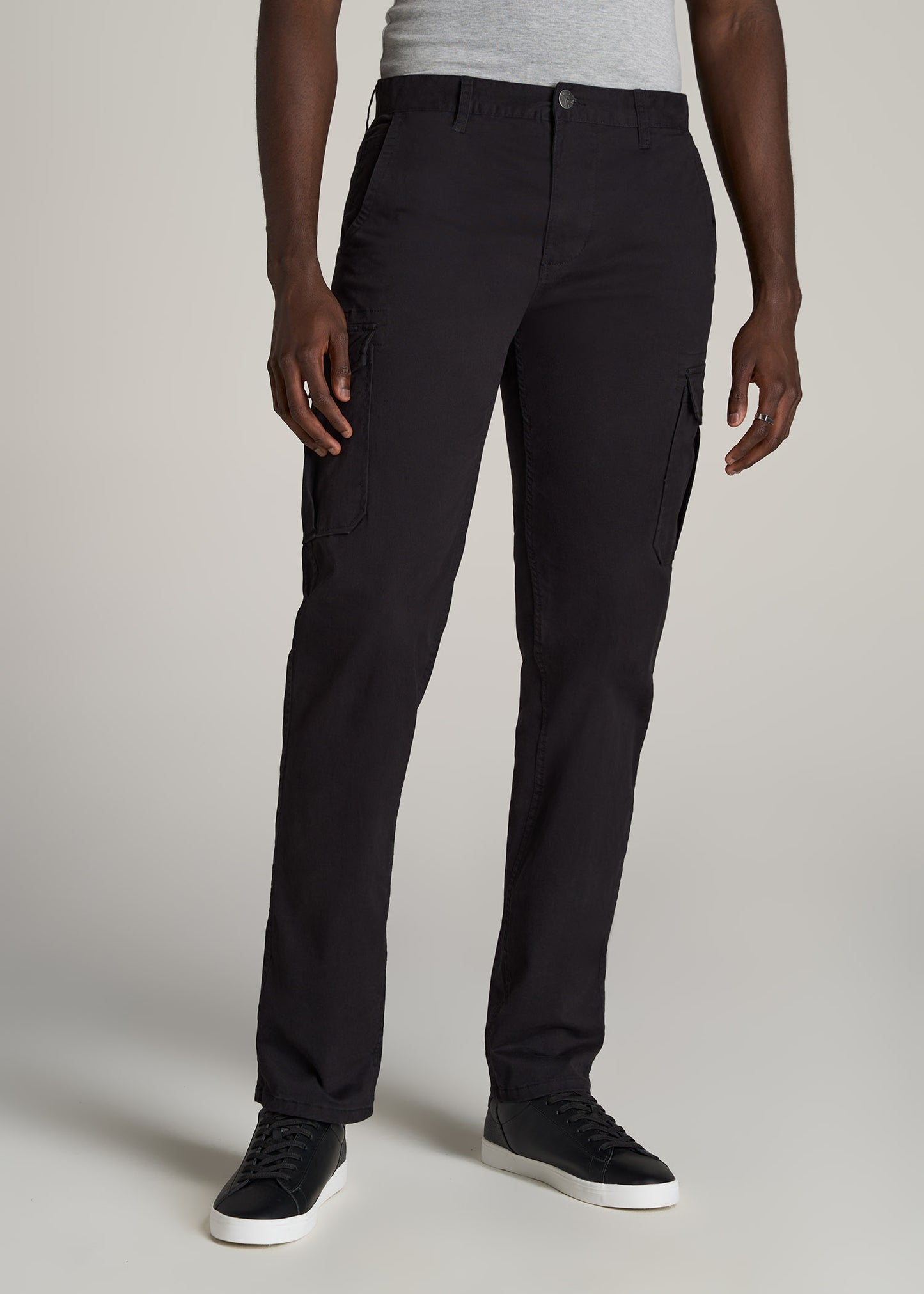       American-Tall-Men-Stretch-Twill-Cargo-Pants-Black-front