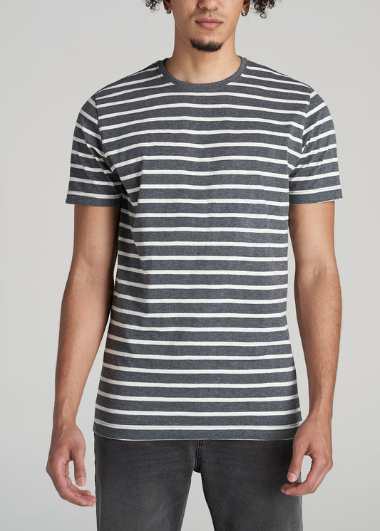 REGULAR-FIT Striped Tee in Charcoal Mix and White - Men's Tall T-shirt