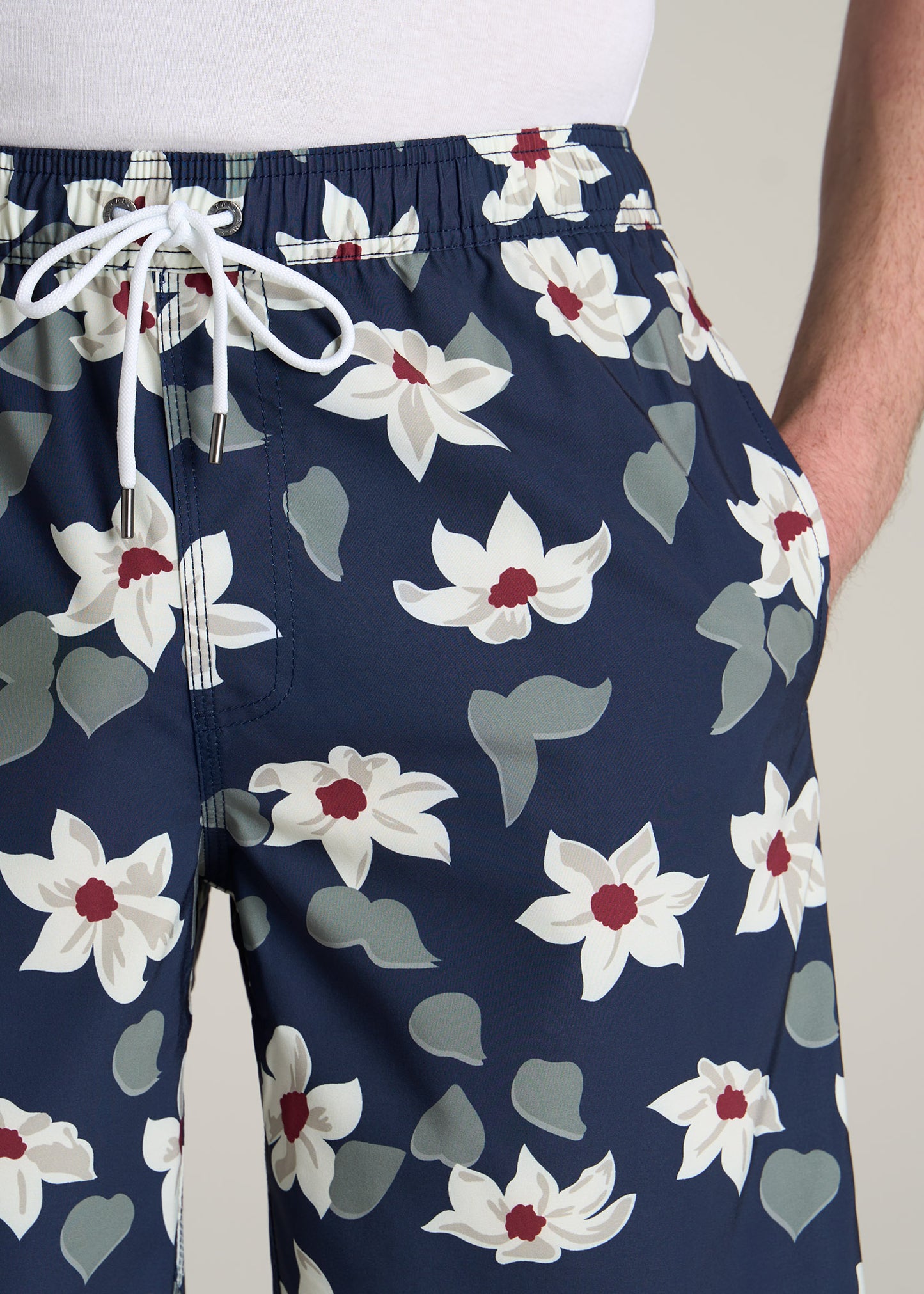 American-Tall-Men-Swim-Trunks-Painted-Floral-detail