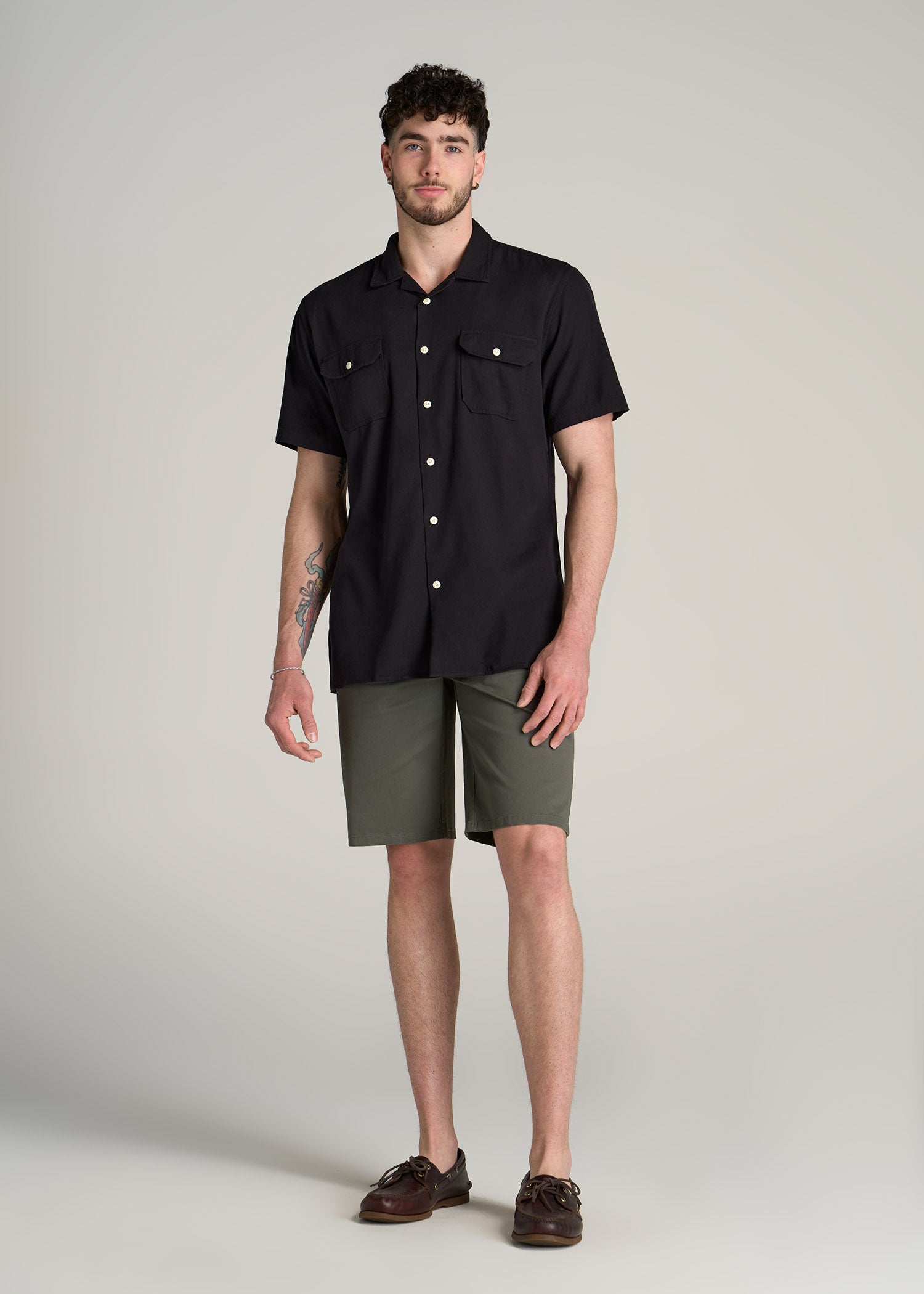 American-Tall-Men-Two-Pocket-Camp-Shirt-Black-full