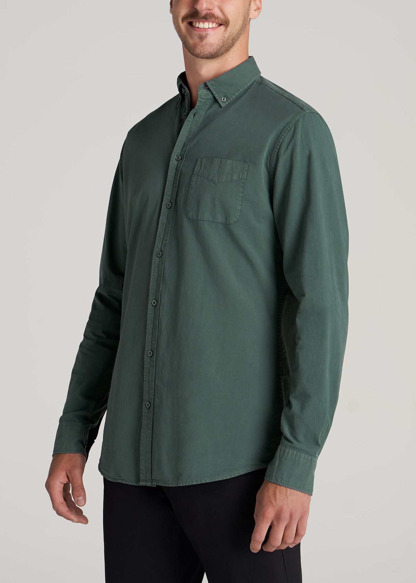     American-Tall-Men-Vintage-Wash-Oxford-Shirt-Timber-Green-side