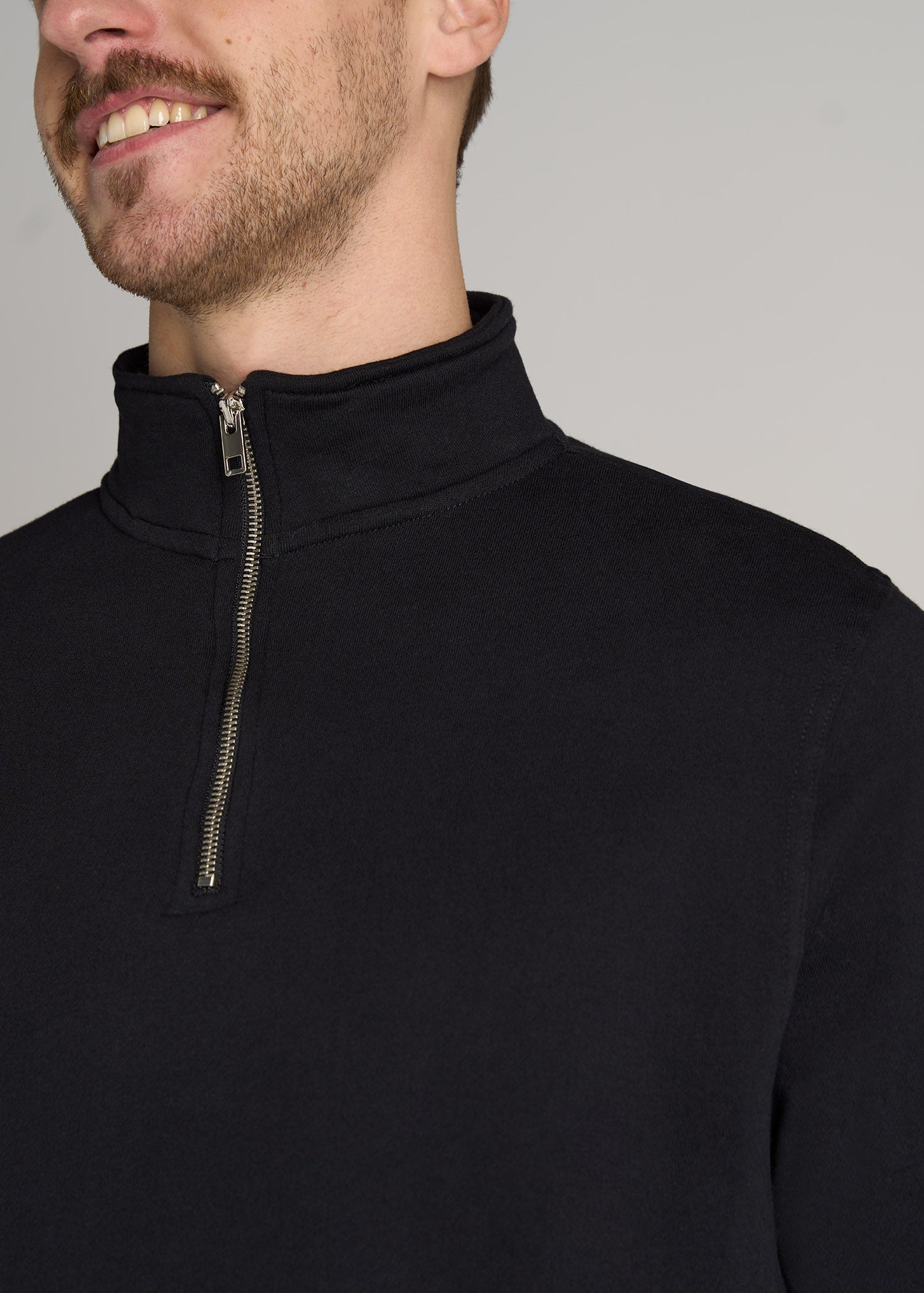    American-Tall-Men-Wearever-Fleece-Quarter-Zip-Sweatshirt-Black-detail