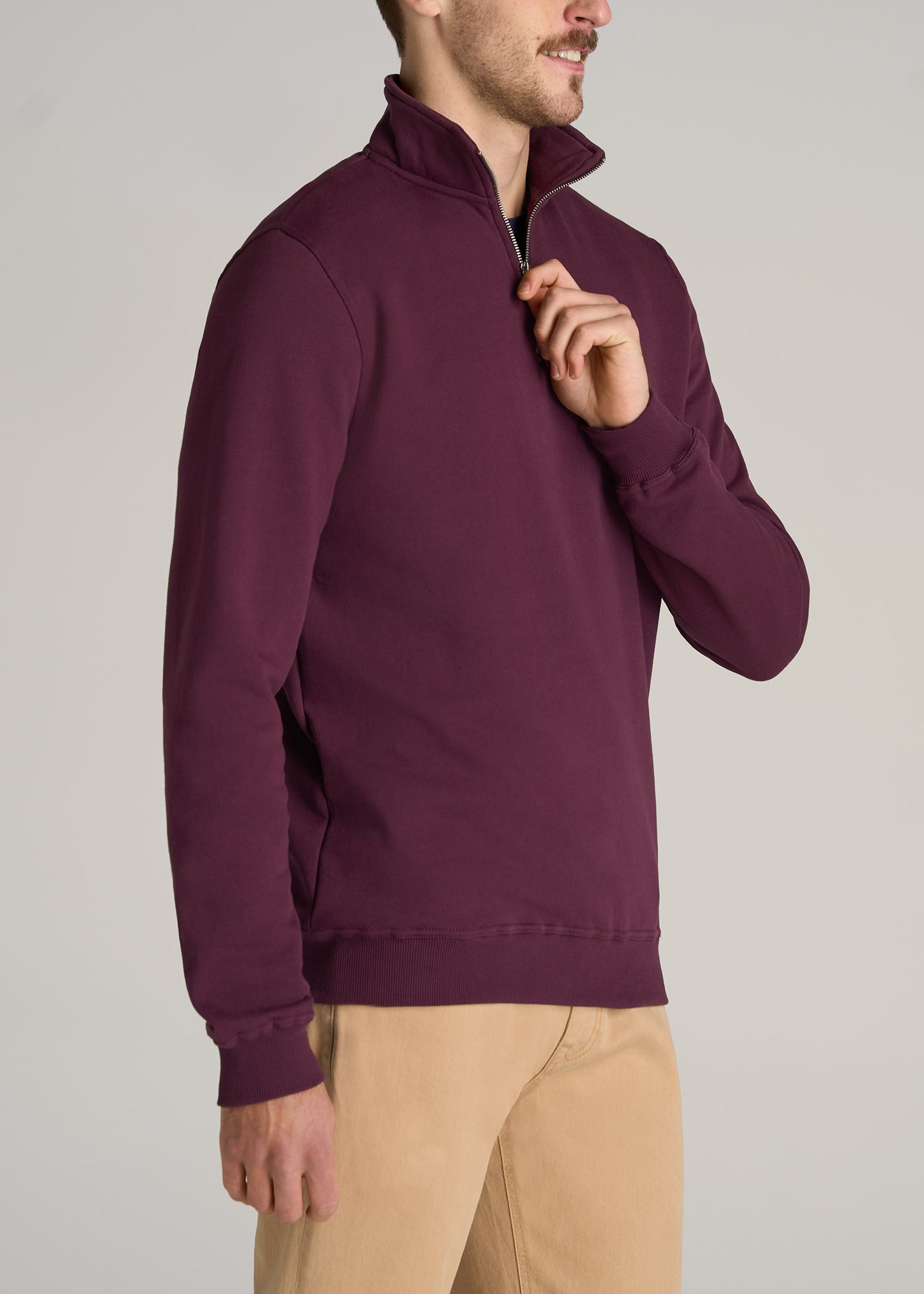     American-Tall-Men-Wearever-Fleece-Quarter-Zip-Sweatshirt-Maroon-side