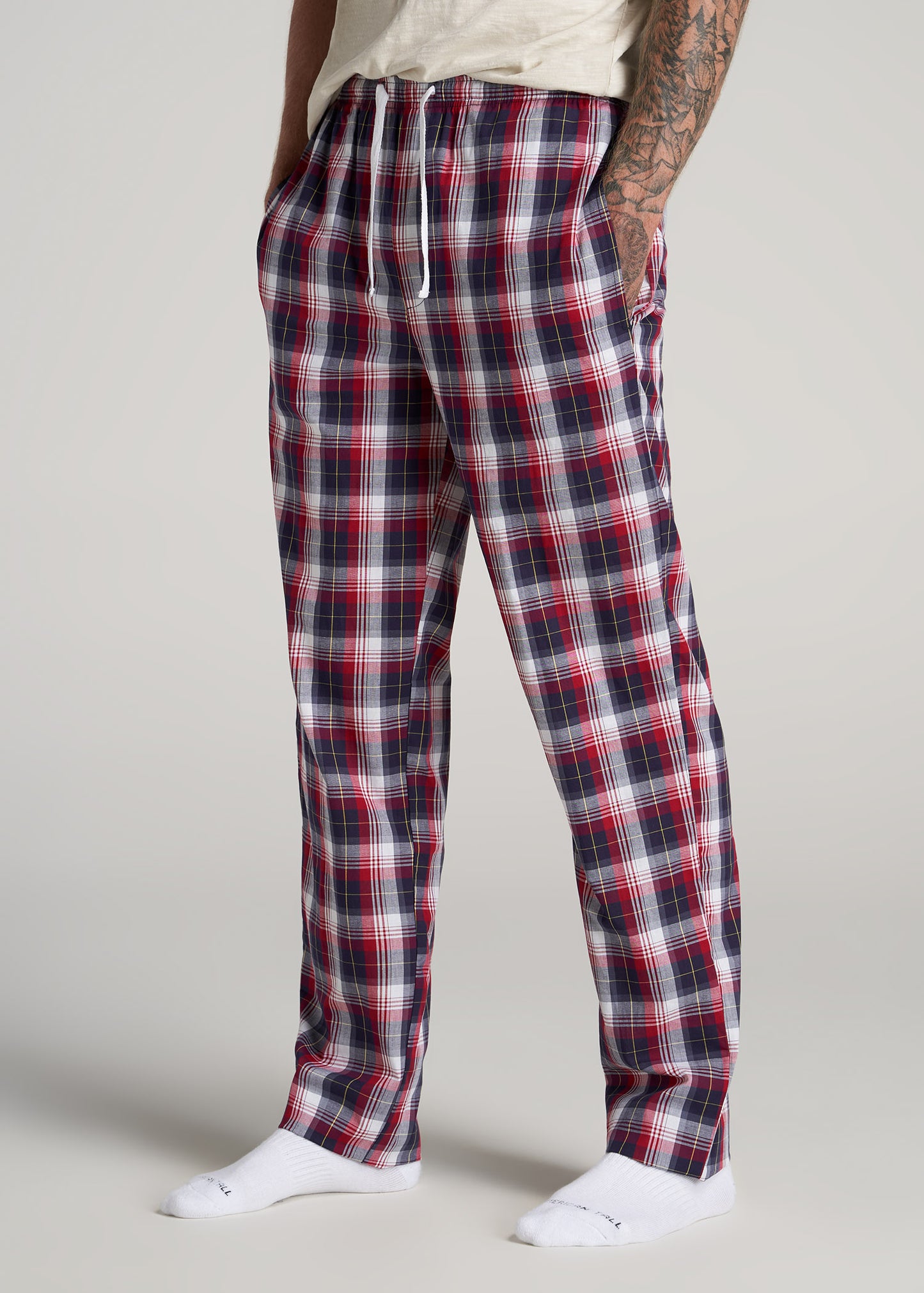    American-Tall-Men-Woven-Pajama-Dark-Blue-Red-Plaid-side