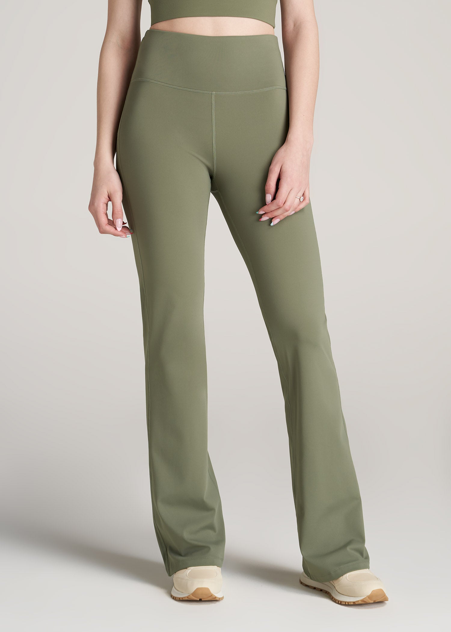       American-Tall-Women-Balance-OpenBottom-Yoga-Pant-Olive-front