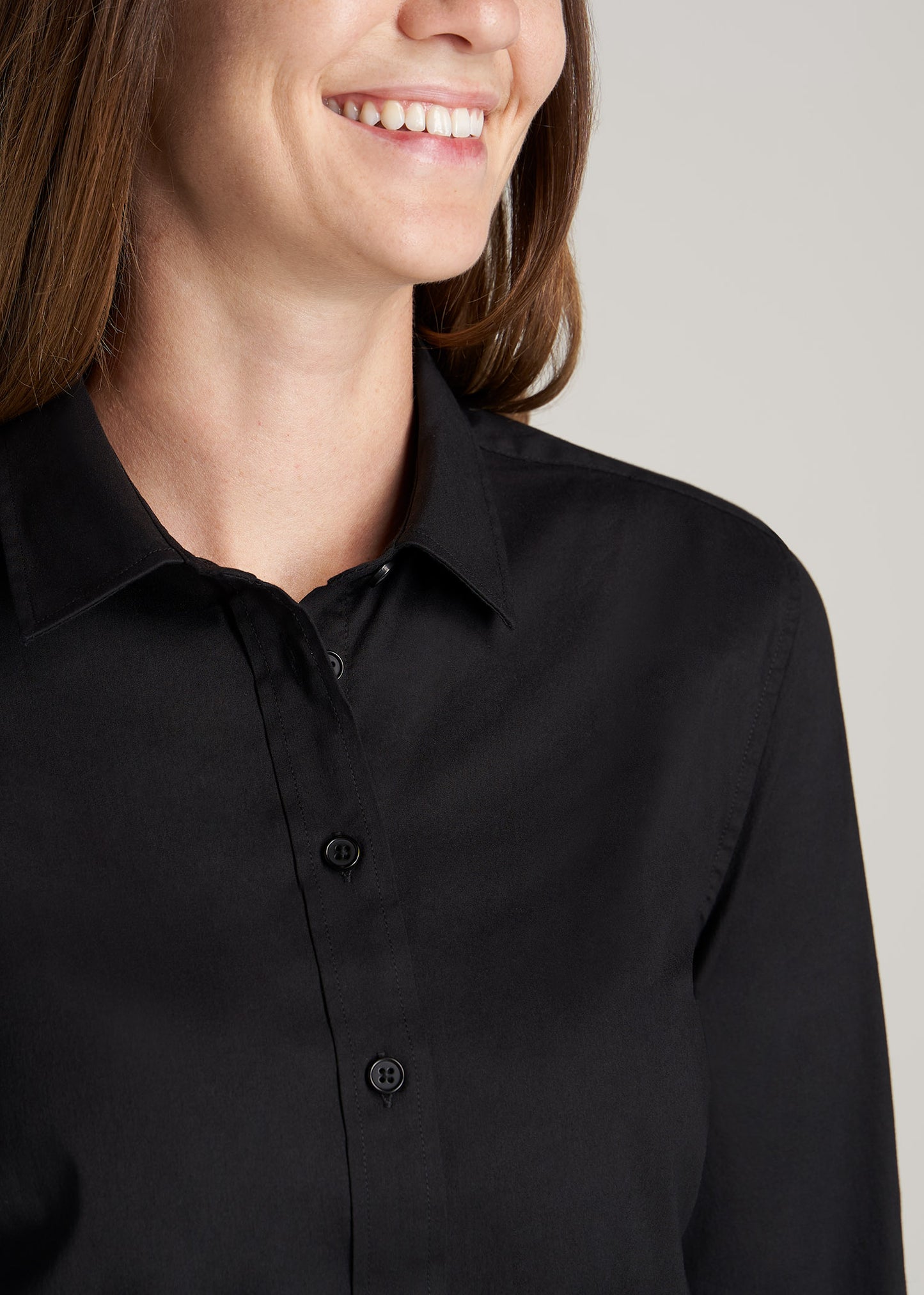      American-Tall-Women-Button-Up-Dress-Shirt-Black-detail