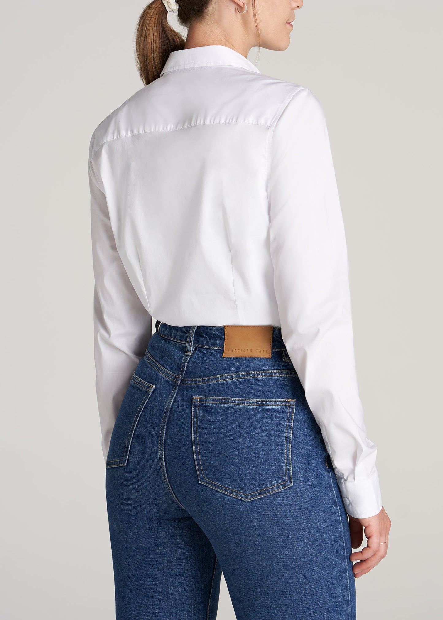        American-Tall-Women-Button-Up-Dress-Shirt-White-back