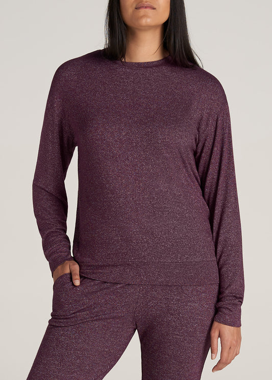    American-Tall-Women-COZY-Lounge-Crewneck-BeetrootMix-front