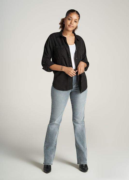    American-Tall-Women-Classic-Fit-Tencel-Shirt-Black-full
