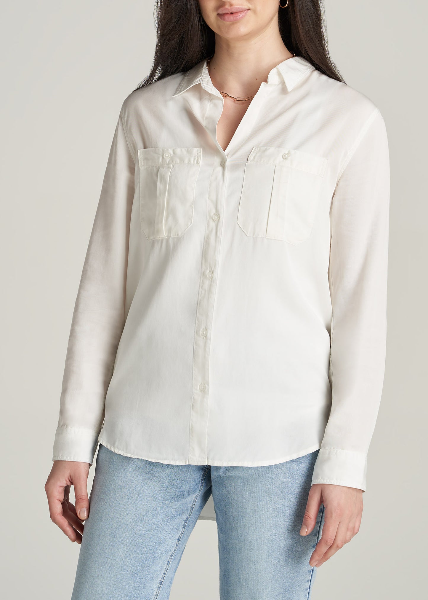       American-Tall-Women-Classic-Fit-Tencel-Shirt-Ivory-front