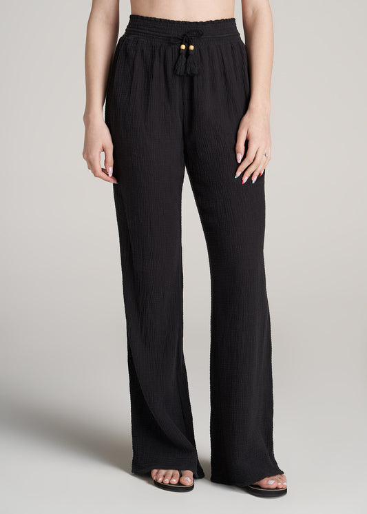  American-Tall-Women-CoverUp-Gauze-Pants-Black-front