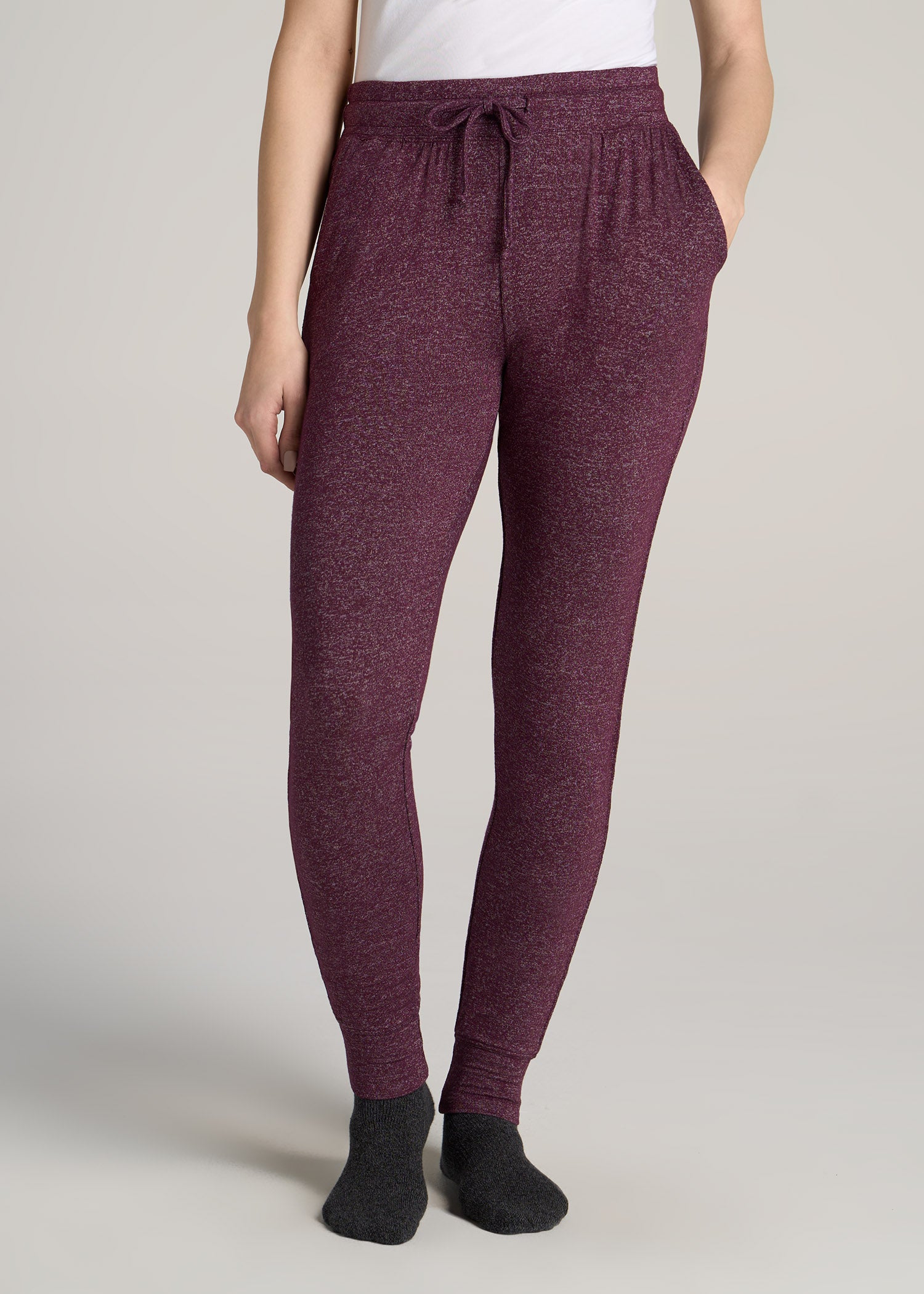 American-Tall-Women-Cozy-Lounge-Joggers-Tall-Beetroot-Mix-front