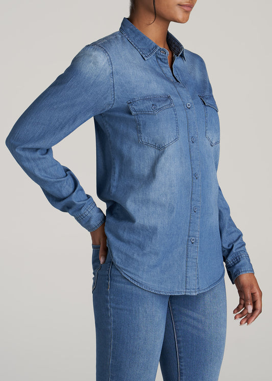    American-Tall-Women-Denim-Shirt-Faded-Blue-side