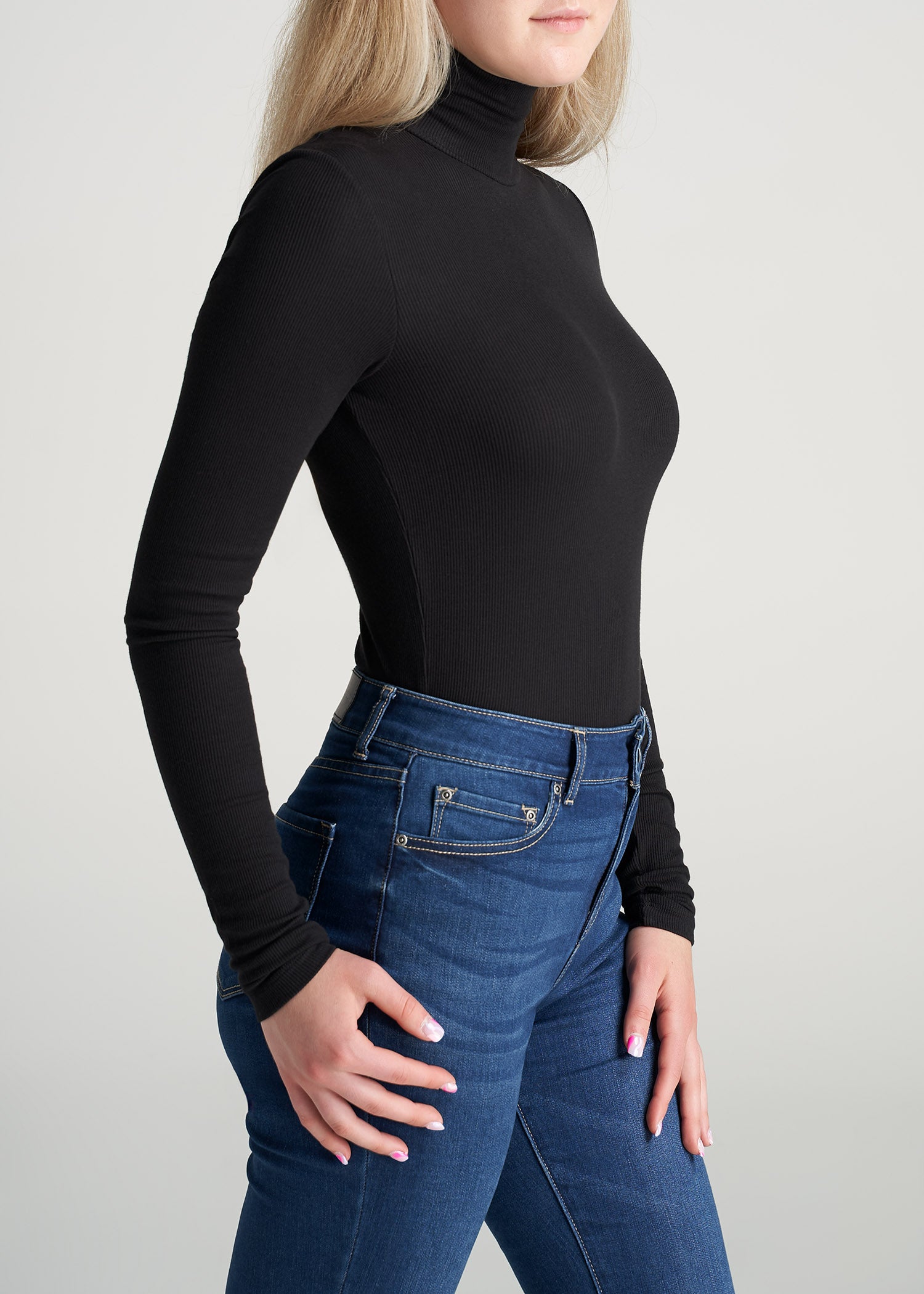 American-Tall-Women-Fitted-LongSleeve-Ribbed-TurtleNeck-Black-side