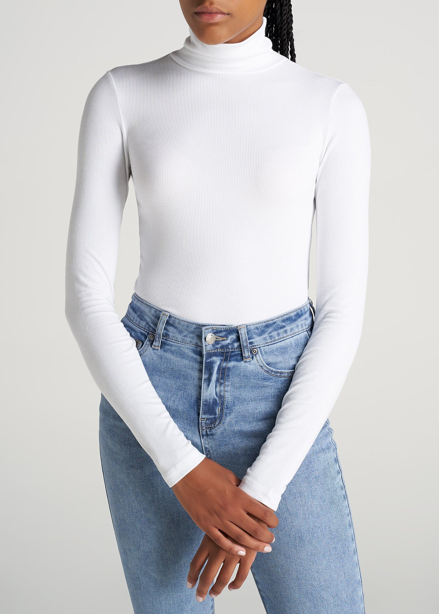 American-Tall-Women-Fitted-LongSleeve-Ribbed-TurtleNeck-White-front