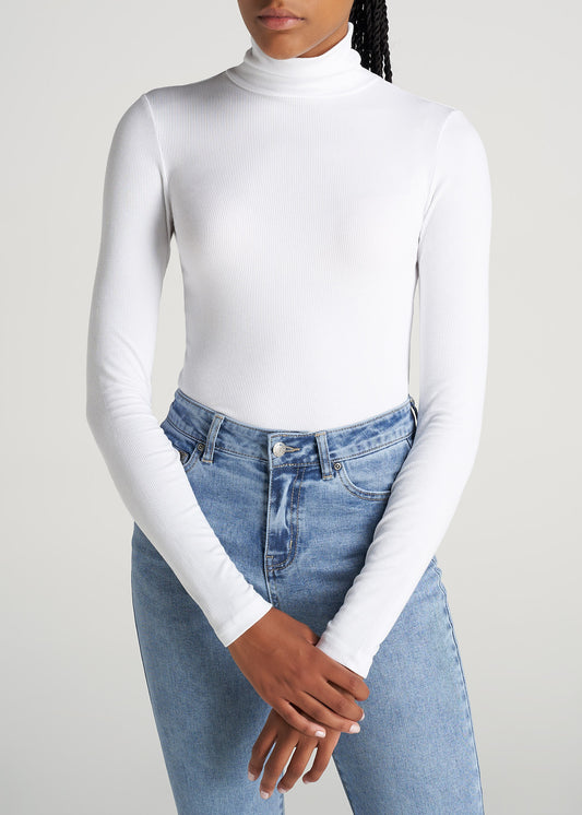 American-Tall-Women-Fitted-LongSleeve-Ribbed-TurtleNeck-White-front