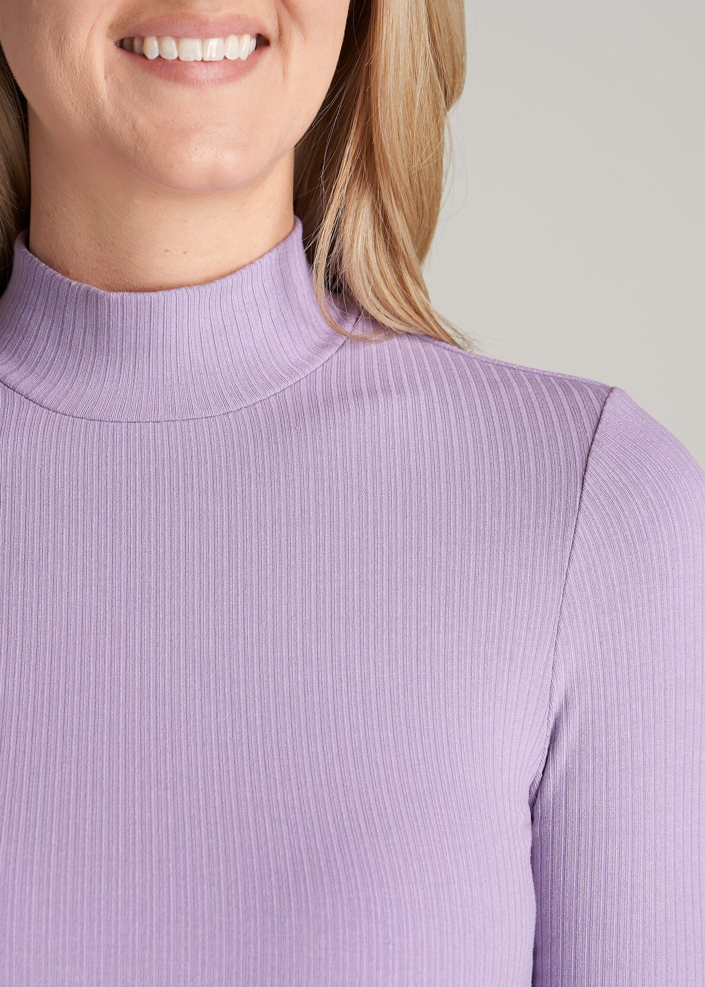    American-Tall-Women-LS-Mock-Neck-Ribbed-Top-Lavender-Frost-detail