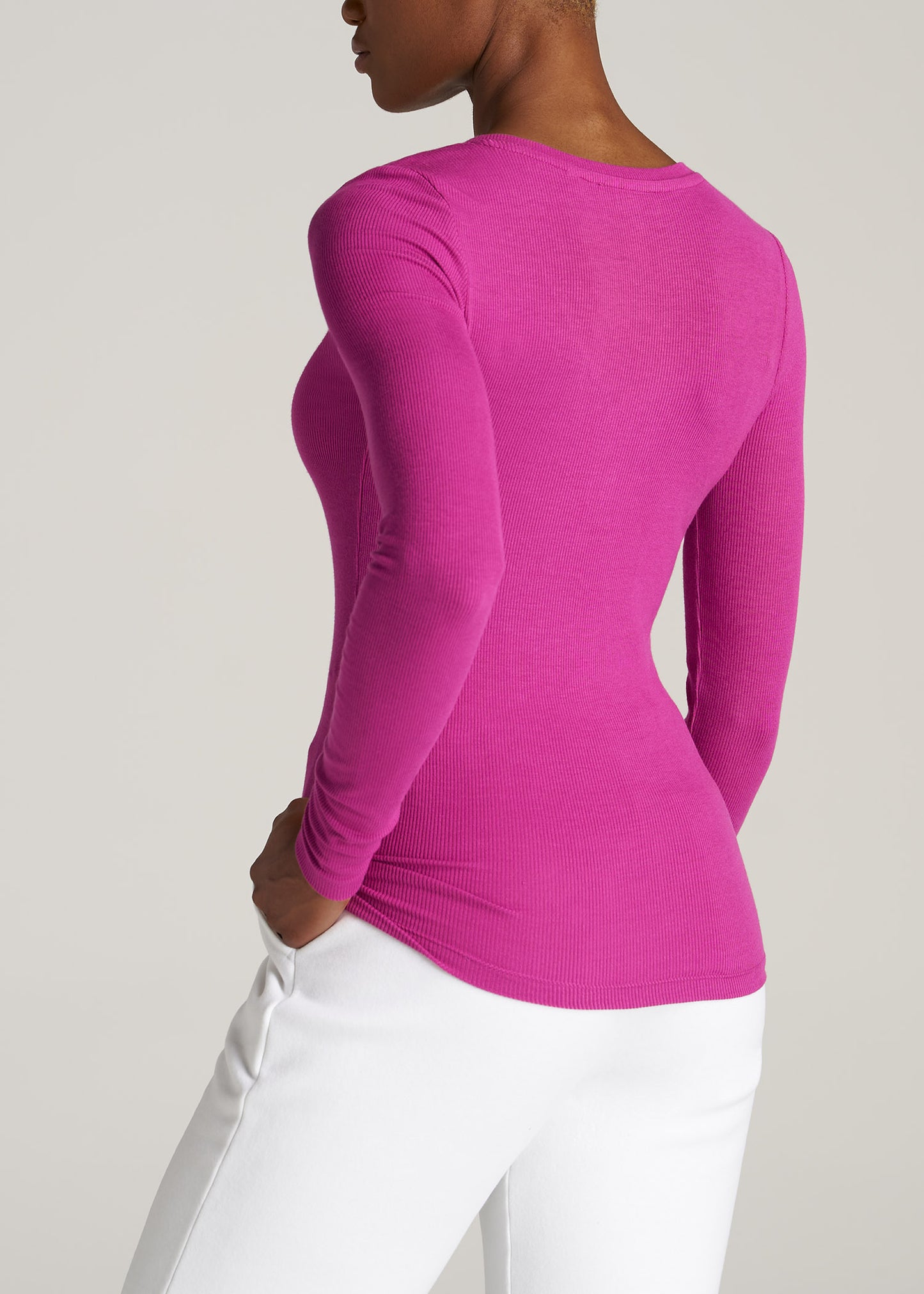    American-Tall-Women-LS-Ribbed-V-Neck-Henley-Pink-Orchid-back