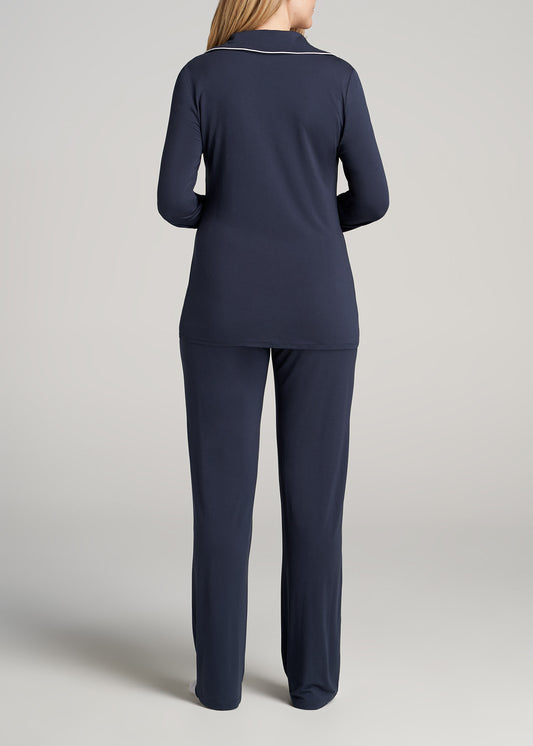     American-Tall-Women-LongSleeve-PajamaSet-NavyWhite-back