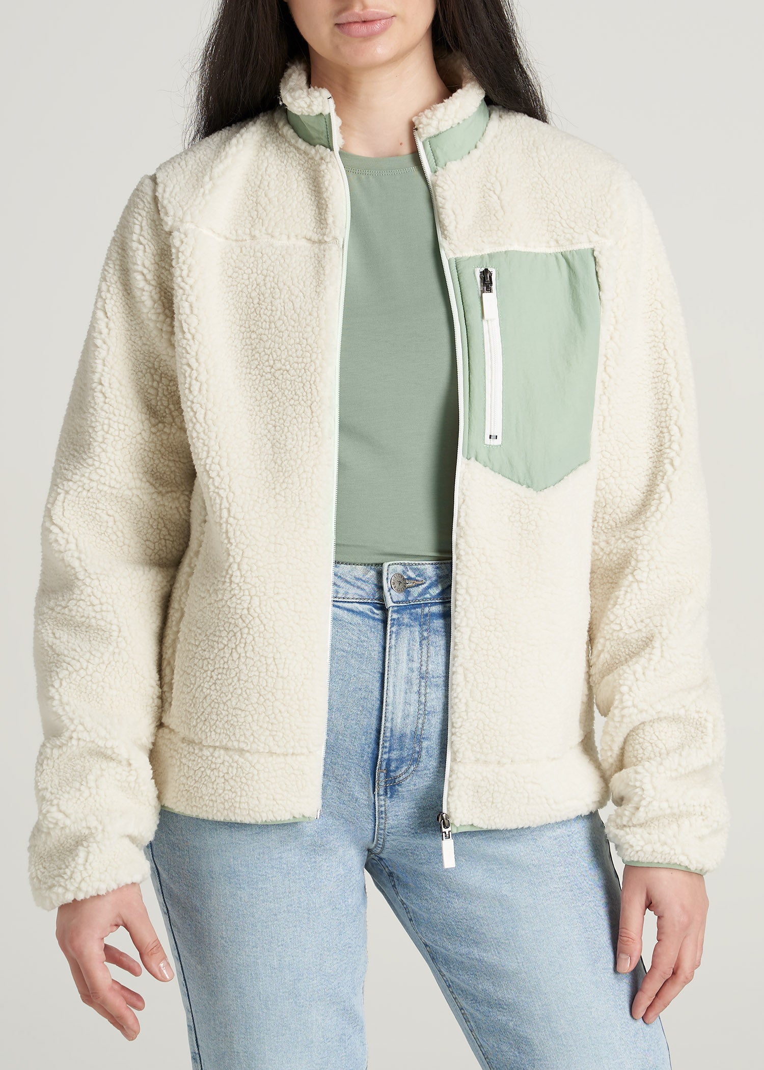    American-Tall-Women-PolarFleece-ZipUp-Jacket-Natural-front