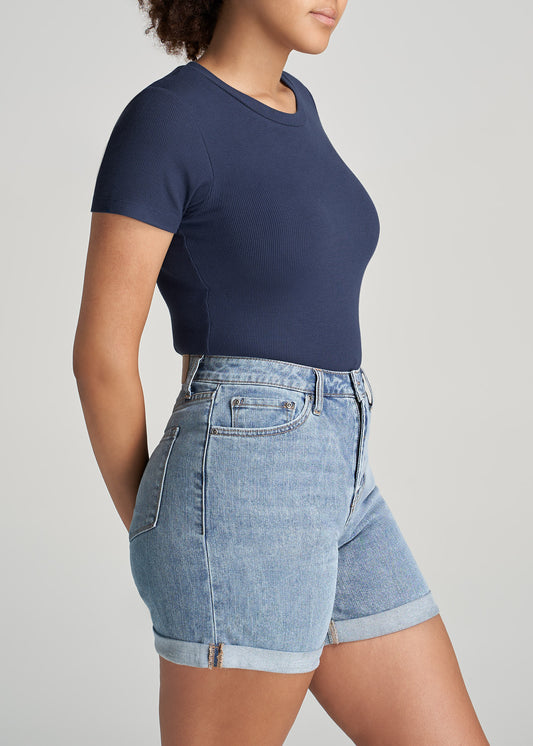 American-Tall-Women-Ribbed-Tee-Navy-side