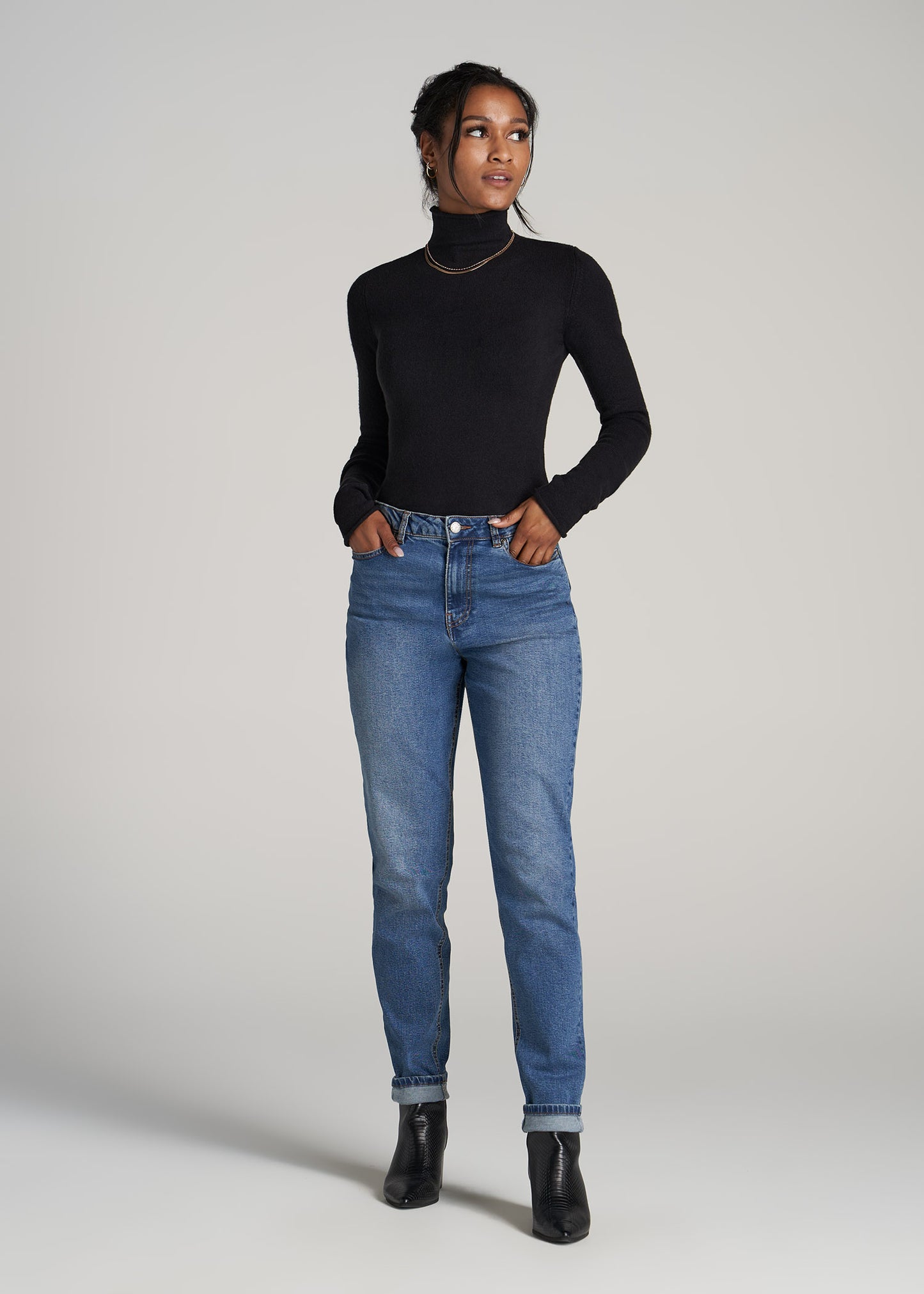    American-Tall-Women-Rolled-Mock-Neck-Sweater-Black-full