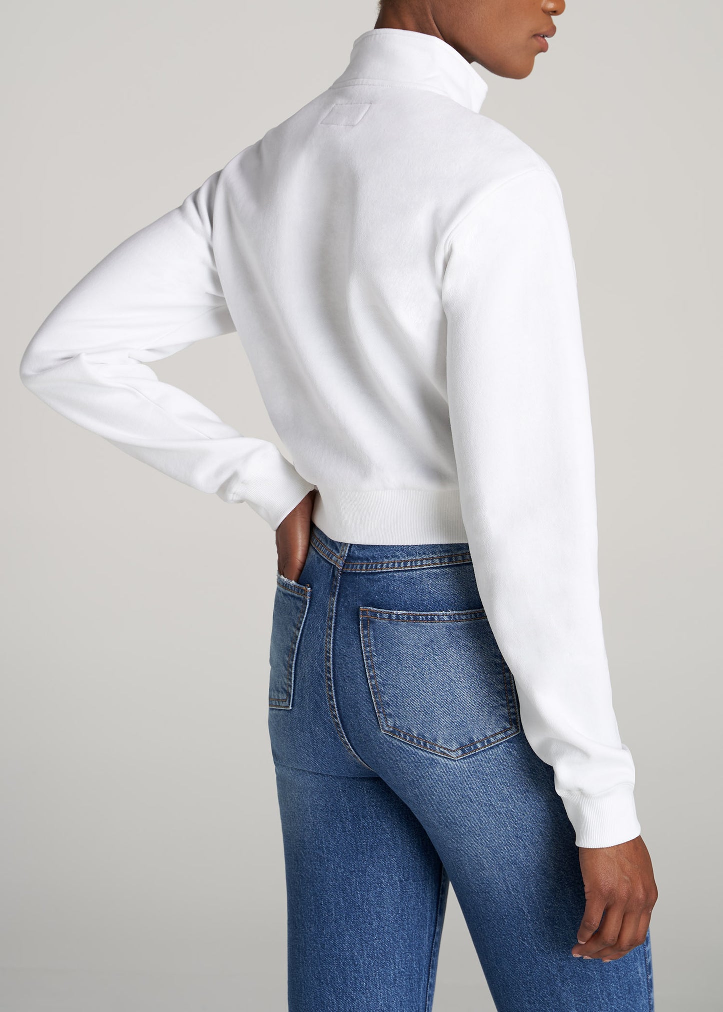    American-Tall-Women-WKND-Cropped-HalfZip-Sweatshirt-Bright-White-back