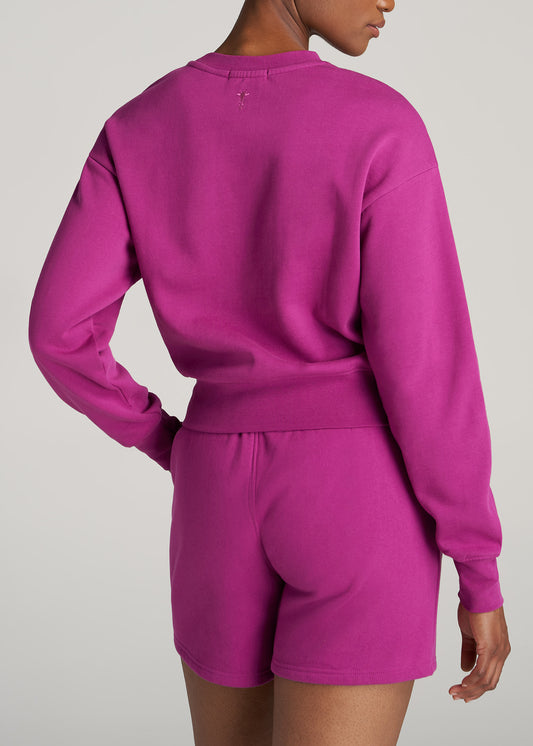    American-Tall-Women-WKND-Fleece-Cropped-Crew-Sweatshirt-Pink-Orchid-back