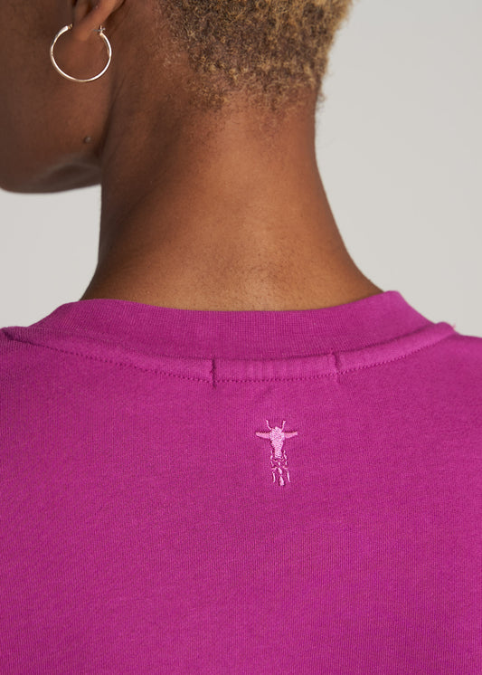    American-Tall-Women-WKND-Fleece-Cropped-Crew-Sweatshirt-Pink-Orchid-detail