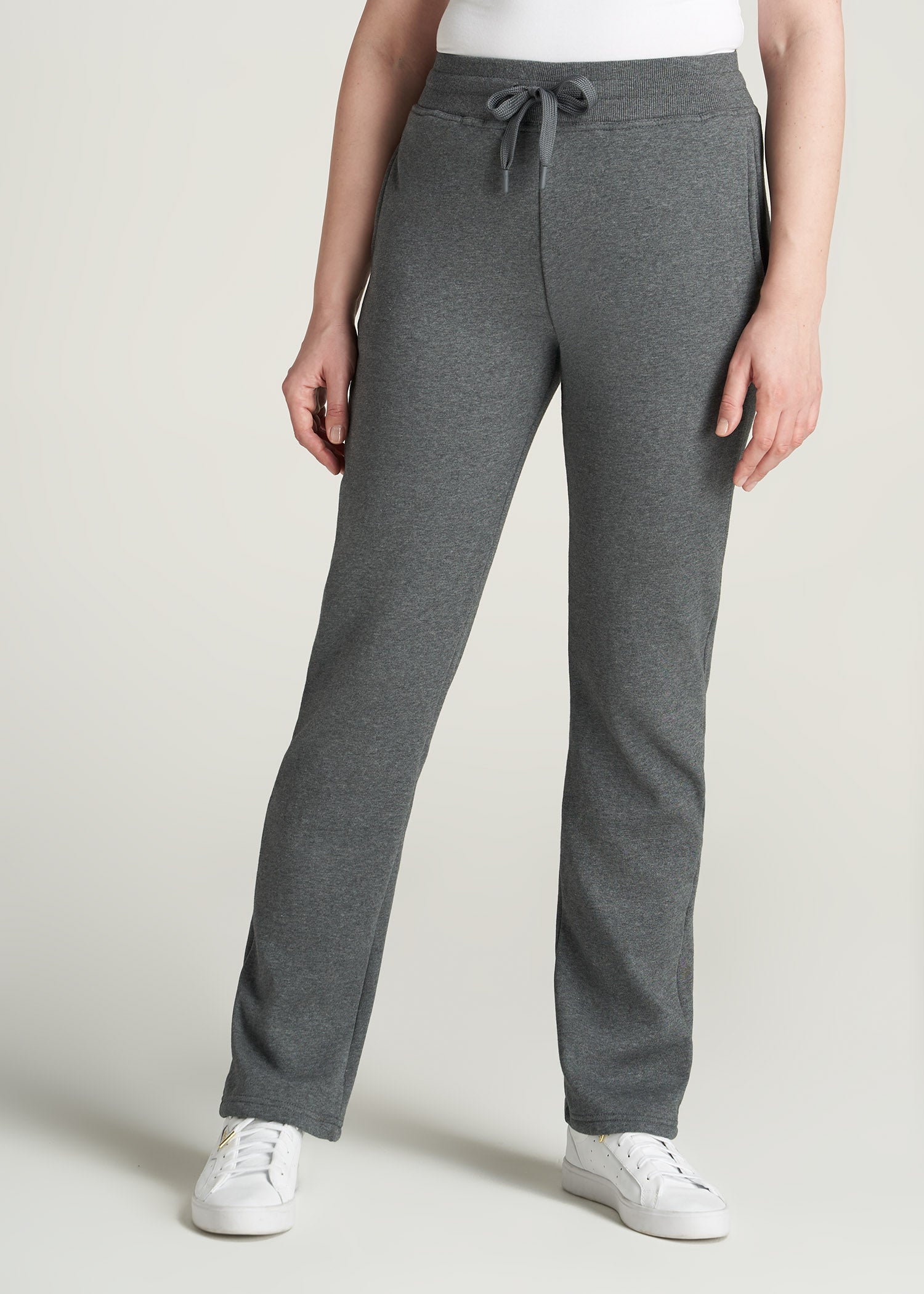        American-Tall-Women-WKND-Fleece-OpenBottom-Sweatpants-CharcoalMix-front