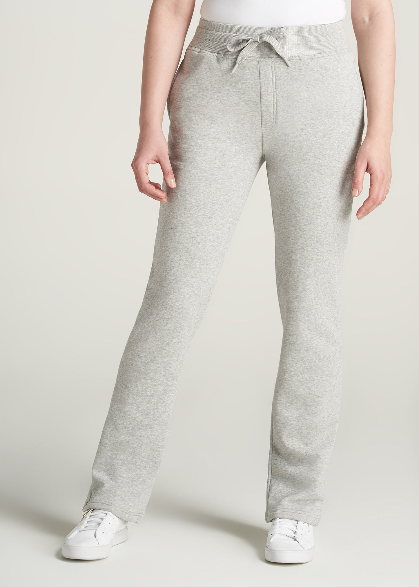    American-Tall-Women-WKND-Fleece-OpenBottom-Sweatpants-GreyMix-front