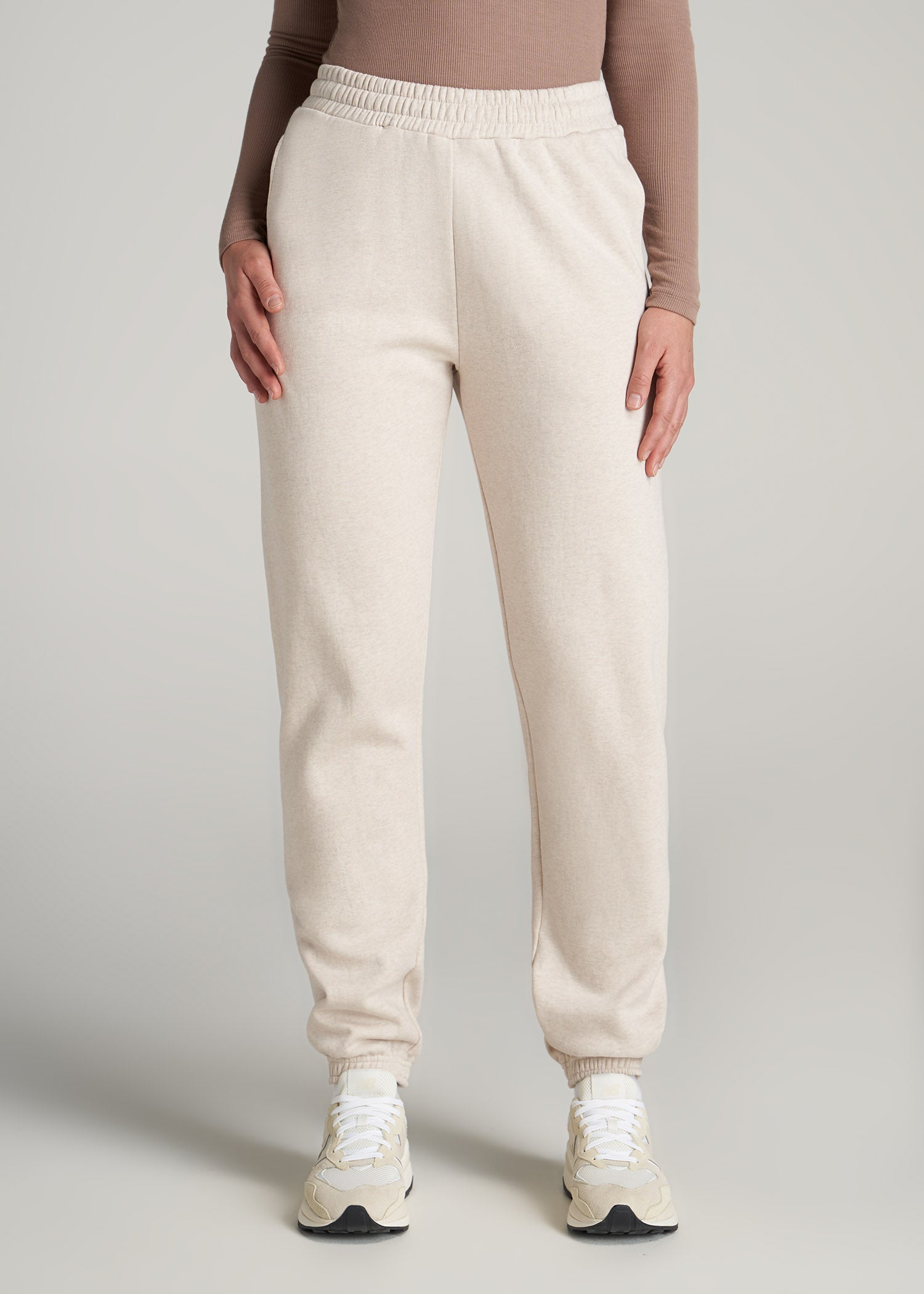       American-Tall-Women-WKND-Fleece-Relaxed-Sweatpants-Oatmeal-Mix-front