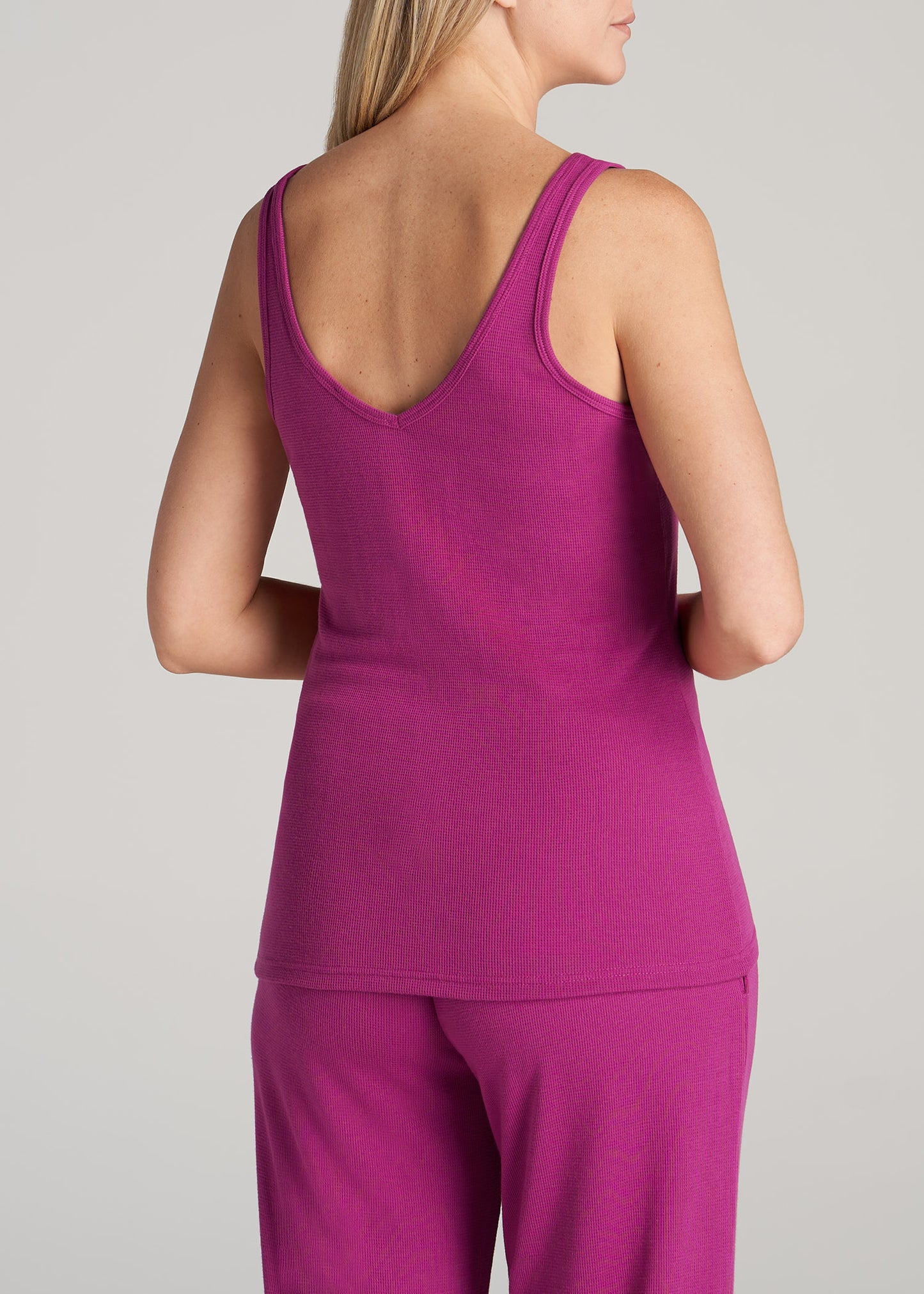    American-Tall-Women-Waffle-Tank-Pink-Orchid-back