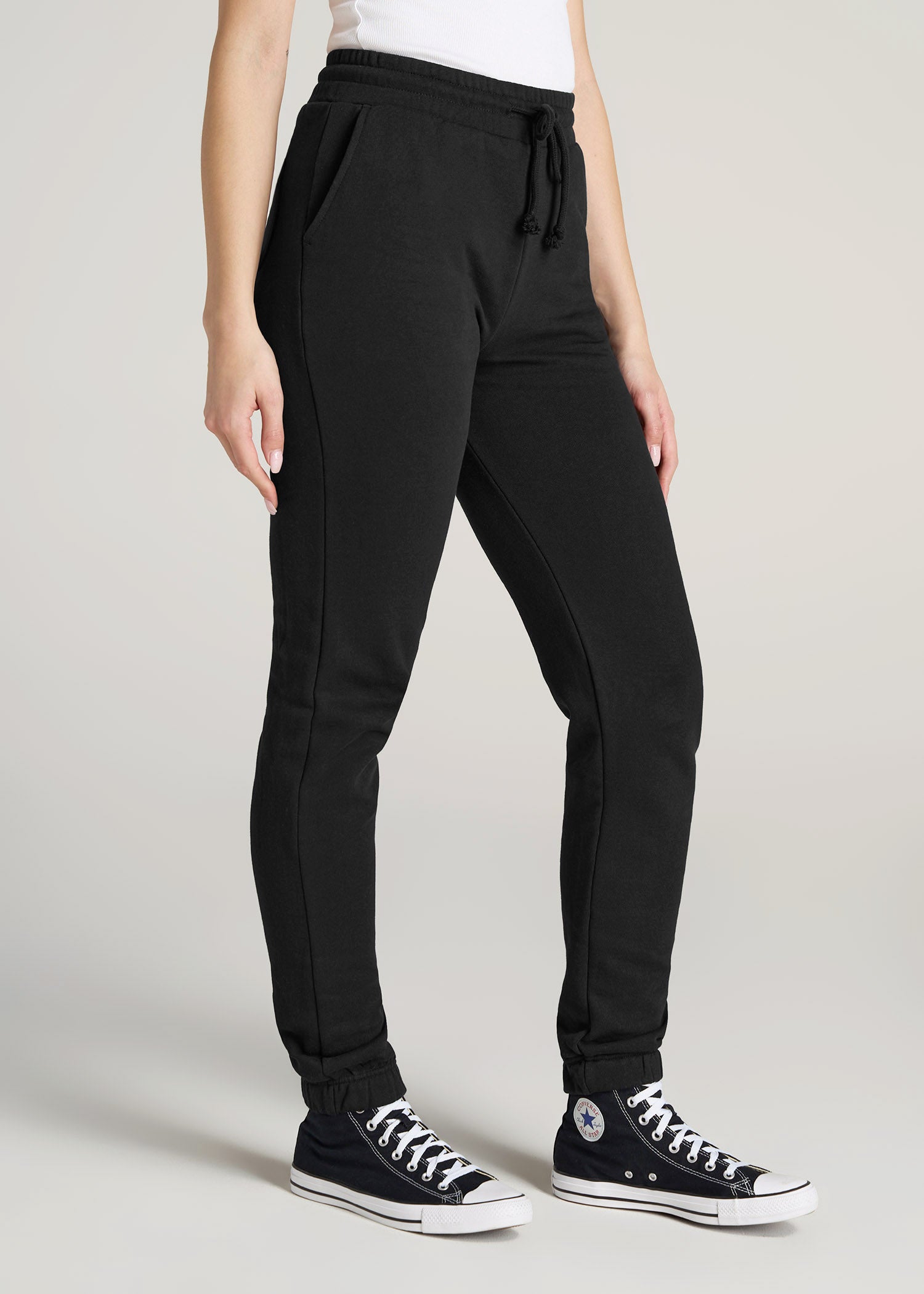         American-Tall-Women-Wearever-SLIM-High-Waisted-Garment-Dye-Sweatpants-Black-side