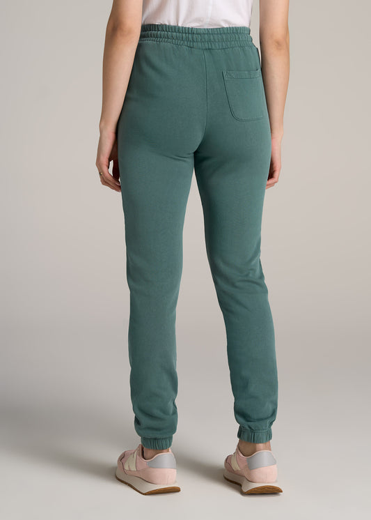        American-Tall-Women-Wearever-SLIM-High-Waisted-Garment-Dye-Sweatpants-Juniper-Green-back