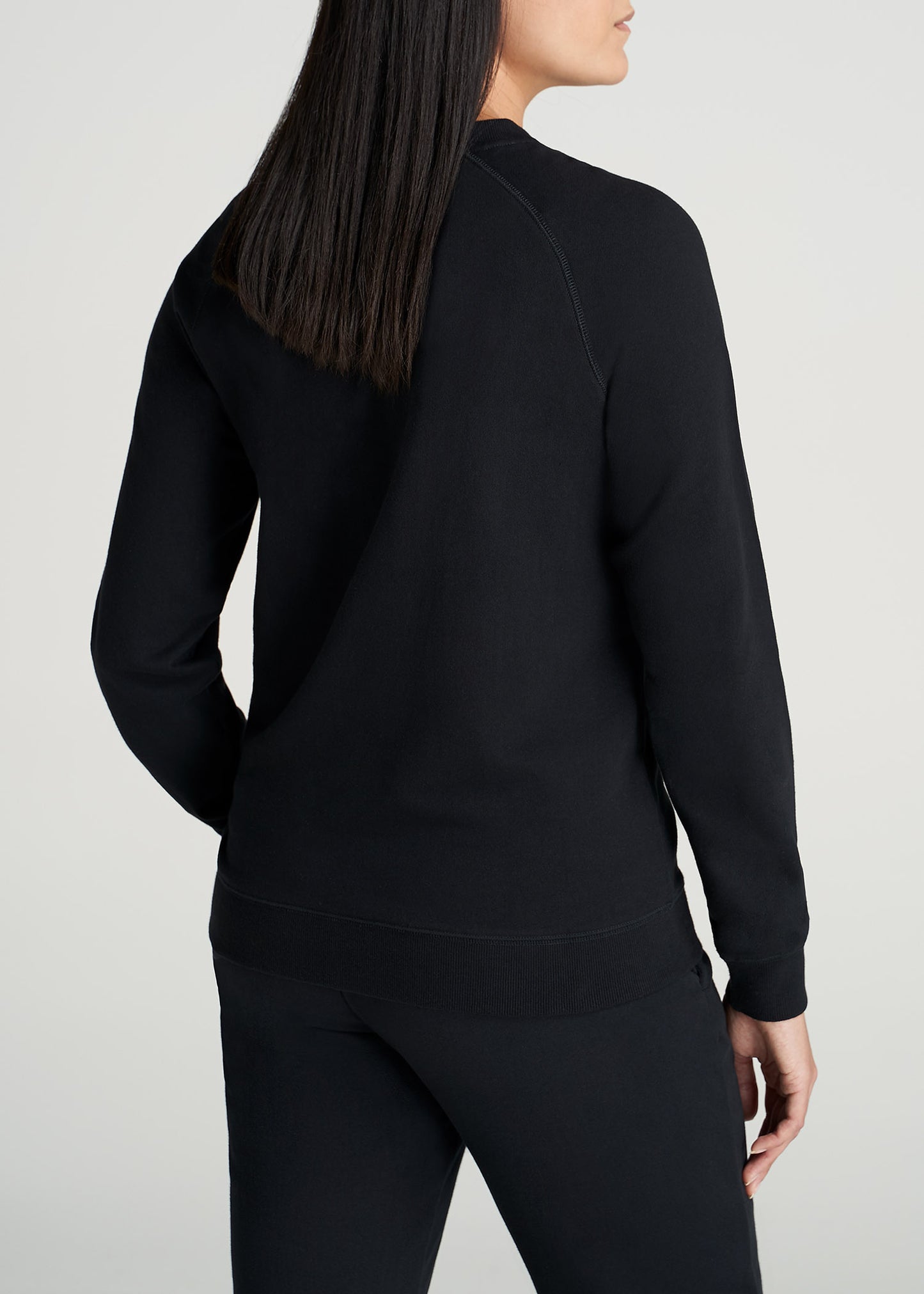 American-Tall-Women-Womens-FrenchTerry-CrewNeck-Black-back