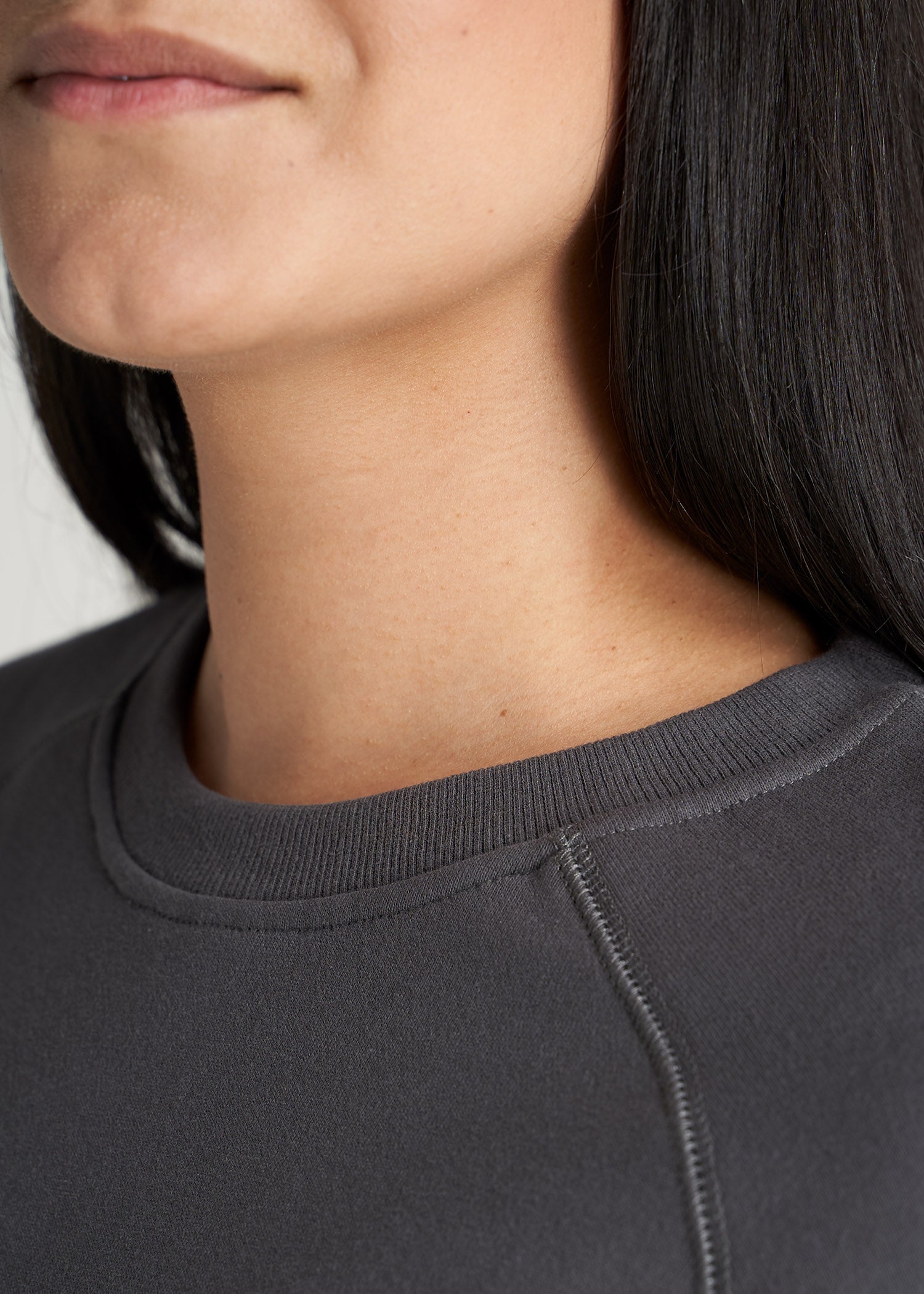 American-Tall-Women-Womens-FrenchTerry-CrewNeck-Charcoal-detail
