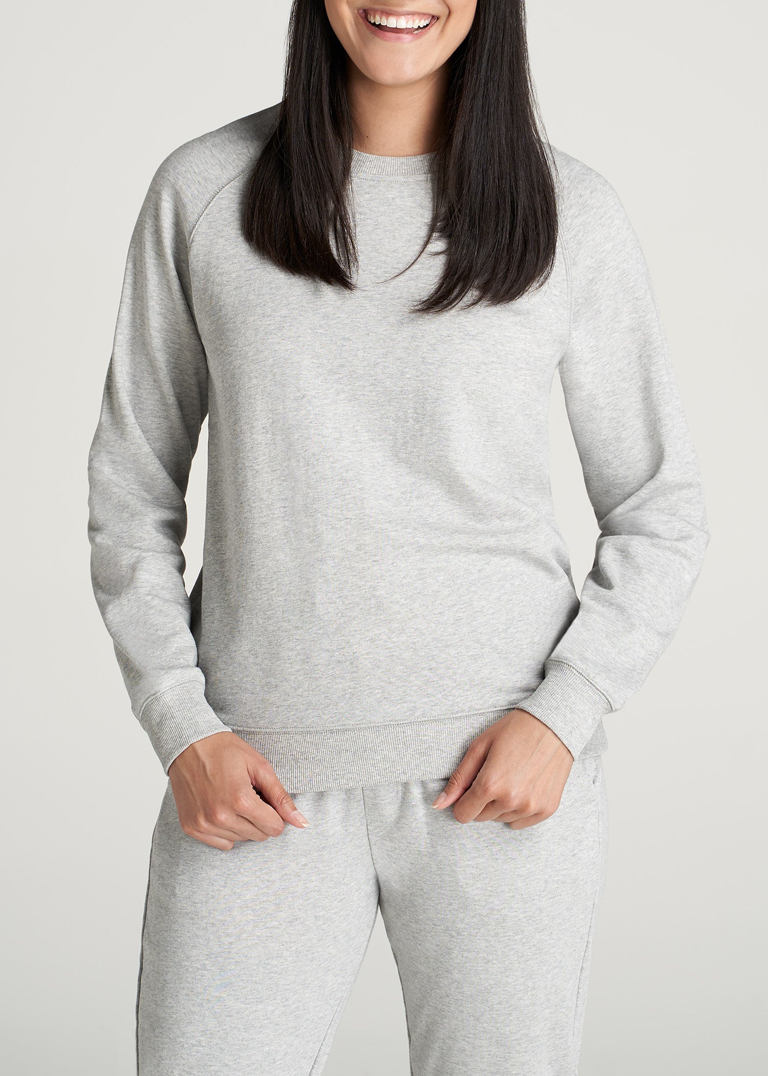 American-Tall-Women-Womens-FrenchTerry-CrewNeck-GreyMix-front